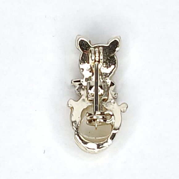 Vintage Cat Bow Brooch White MOP Mother Of Pearl 1" - Picture 3 of 3